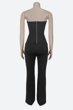 Strapless Gold Button Top & Fitted Pants Set Lavish Daily