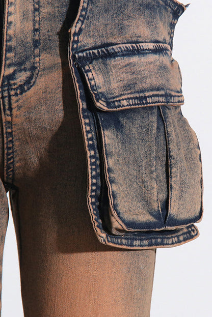 Denim Utility Cargo Jeans Lavish Daily