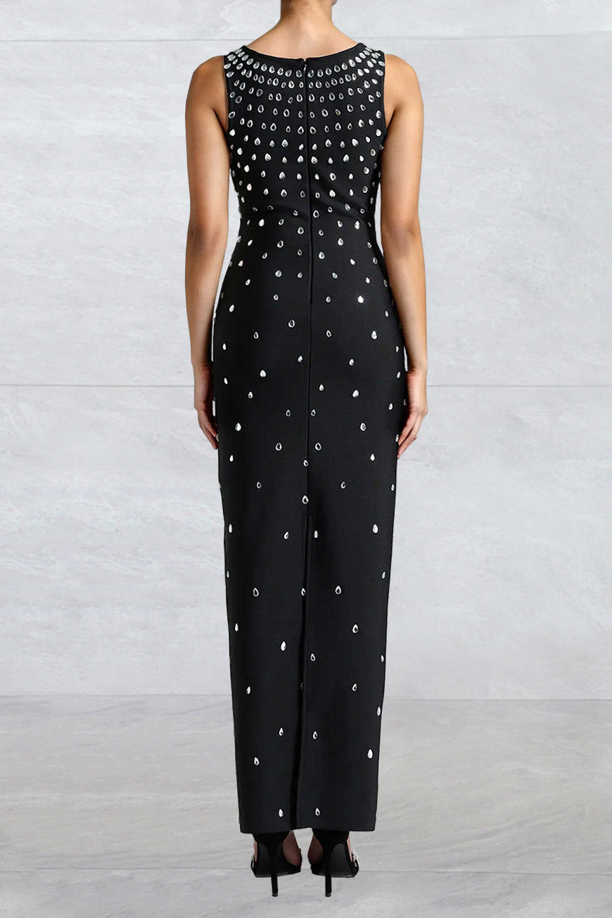 Fitted Dress With Crystal Embellishments LavishDaily