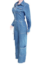 Washed Stretch Denim Utility Jumpsuit Lavish Daily