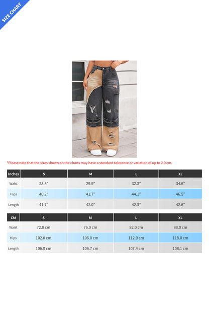 Vintage Patchwork Ripped Utility Cargo Jeans Lavish Daily