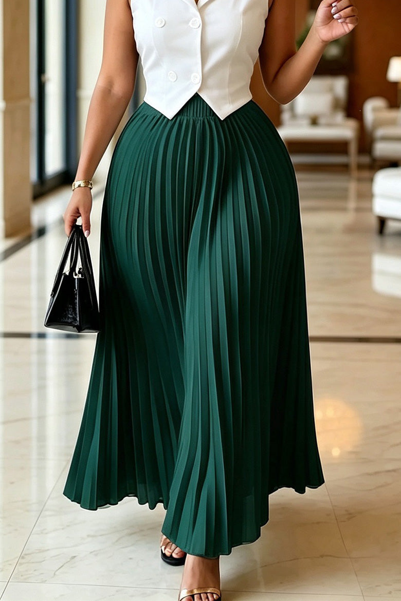 High Waist Pleated Maxi Skirt Lavish Daily