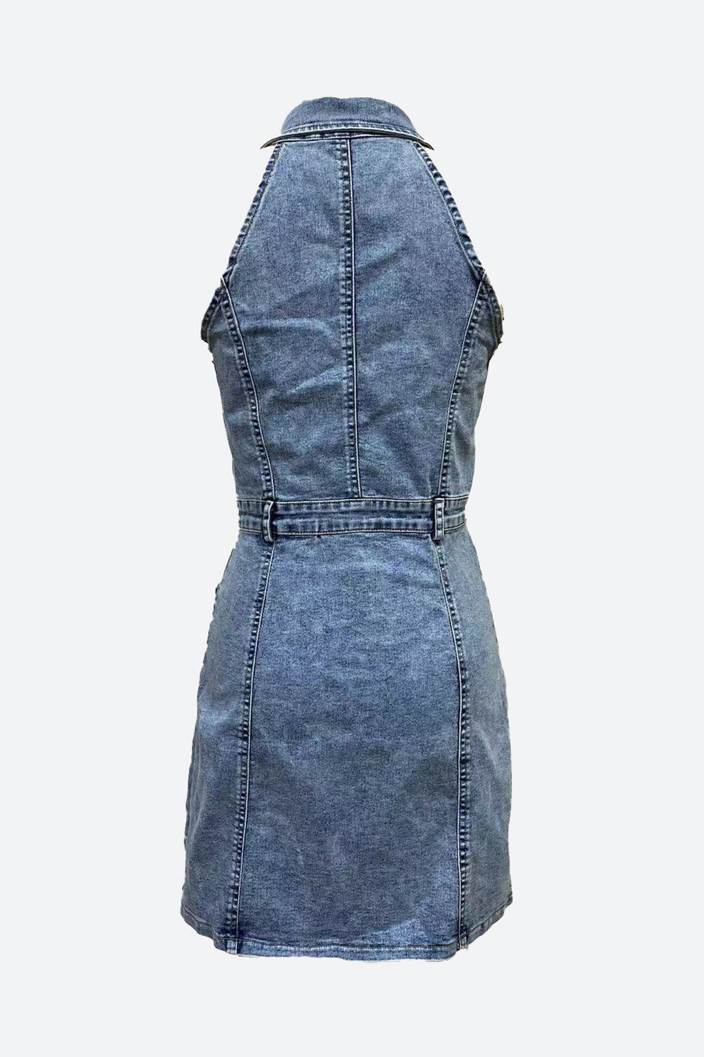 Flap Pocket Button Front Sleeveless Denim Dress Lavish Daily