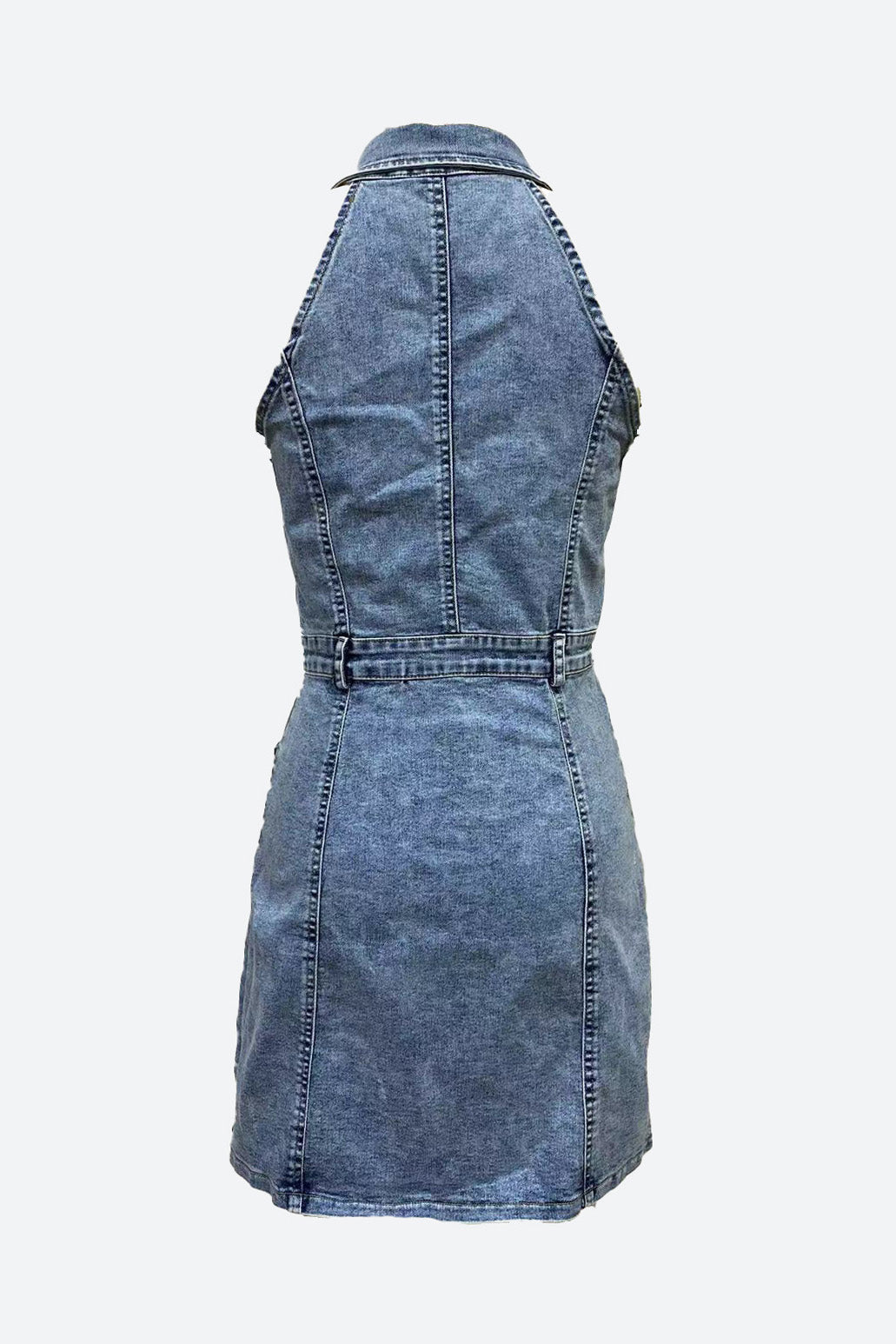Flap Pocket Button Front Sleeveless Denim Dress Lavish Daily