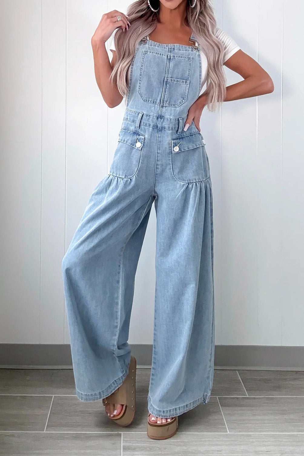 Loose Fit Denim Jumpsuit with Straps Lavish Daily