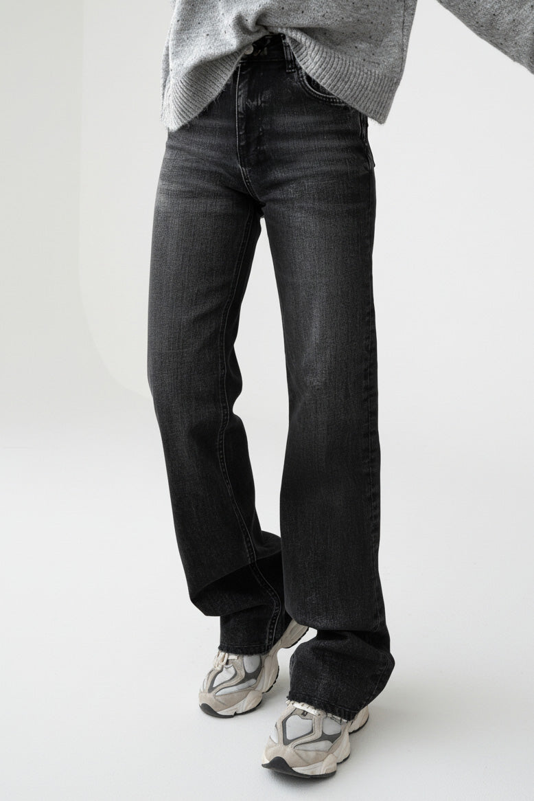 High Waist Washed Straight Leg Jeans Lavish Daily