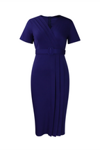 V-neck Short Sleeve High Waist Slim Dress Lavish Daily