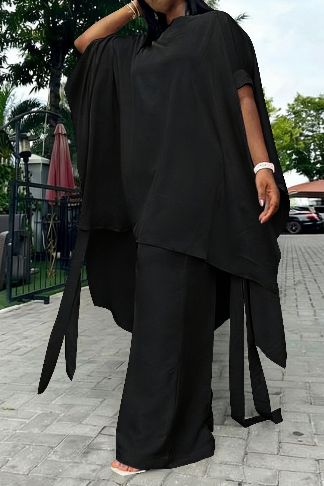 Plus Size Cape & Palazzo Pant Set LavishDaily