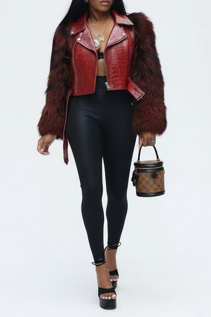Faux Fur Trim Faux Leather Jacket Lavish Daily