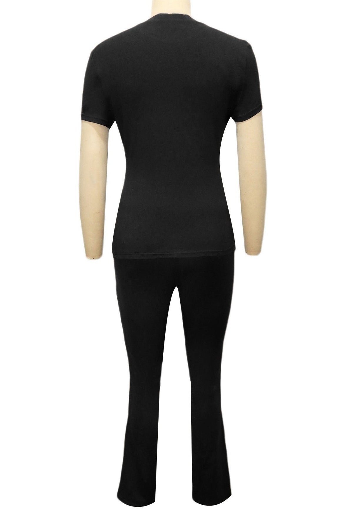 Fitted Short Sleeve Flare Pant Set Lavish Daily