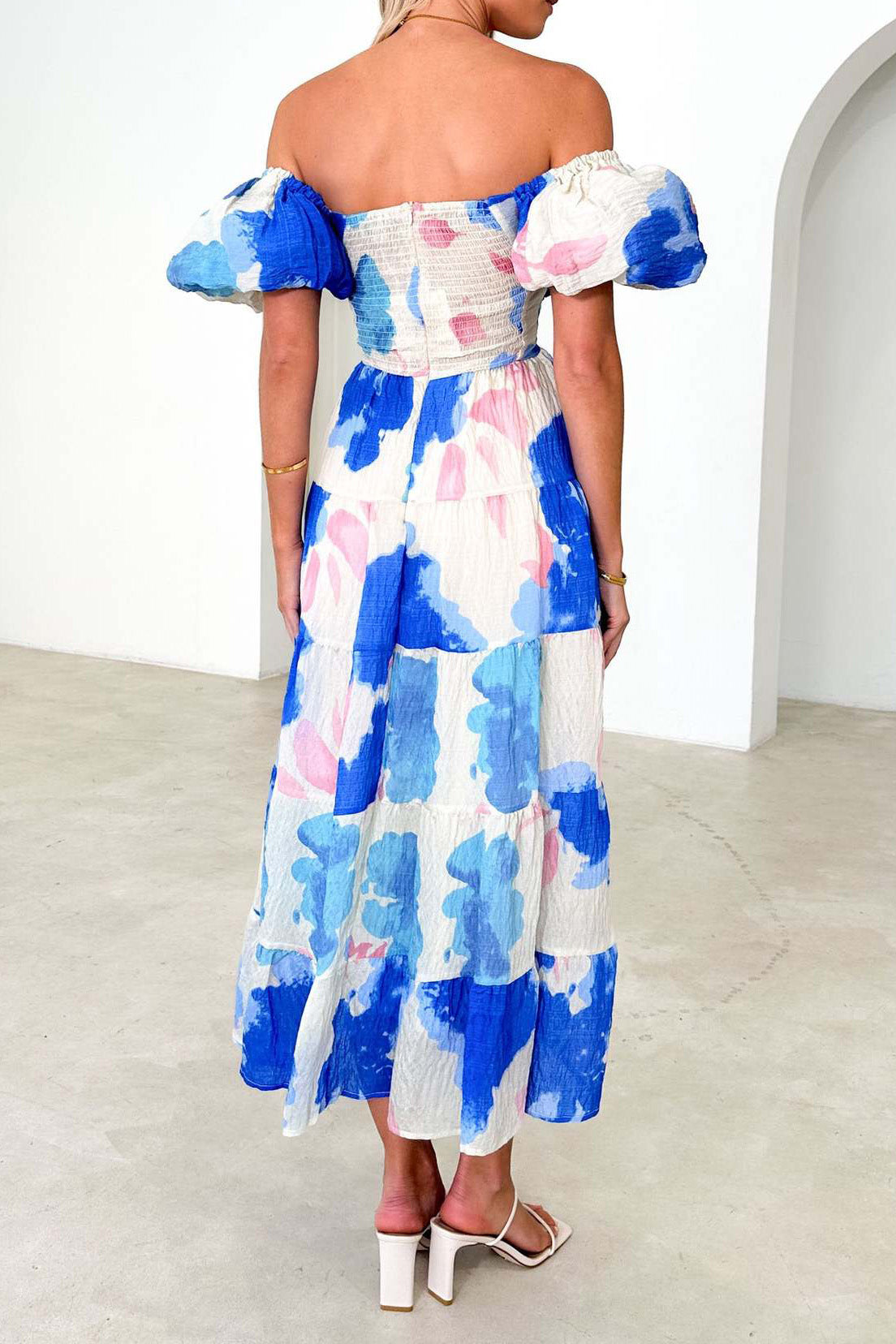 Seaside Printed Puff Sleeve Dress Lavish Daily