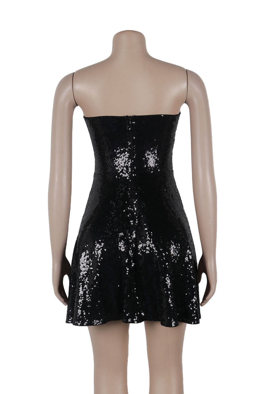 Black Sequin Strapless Mini Dress Lavish Daily