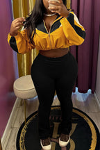 Color block Zip Top & Pants Set Lavish Daily
