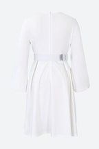 Crew-Neck Long Sleeve High Waisted Dress Lavish Daily