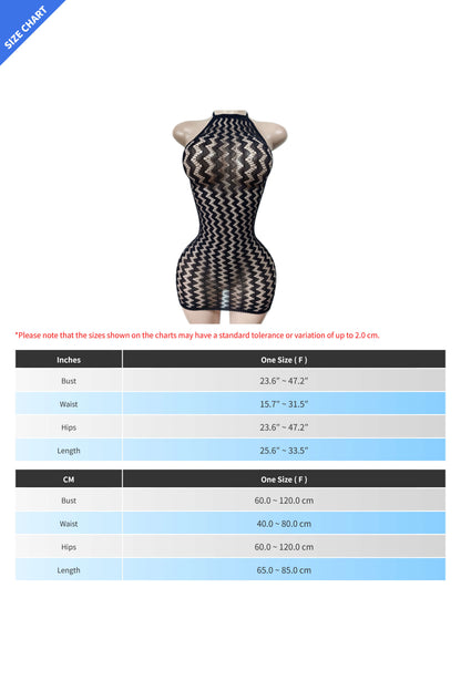 Sheer Zig-Zag Halter Bodycon Mini Dress Lavish Daily