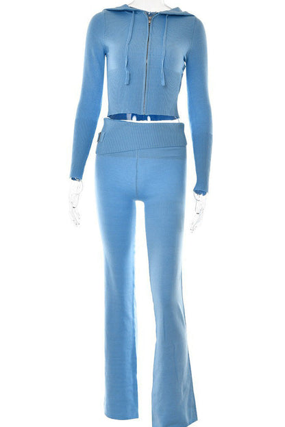 Knitted 2-Piece Tracksuit with Long Sleeve Hoodie Lavish Daily
