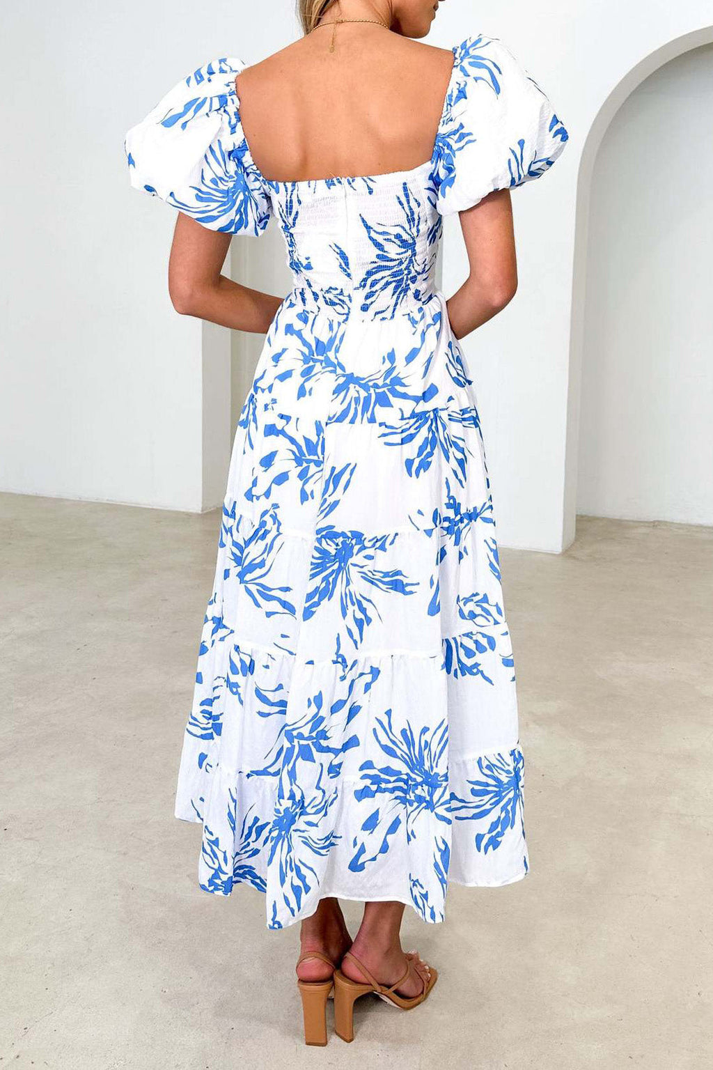 Seaside Printed Puff Sleeve Dress Lavish Daily