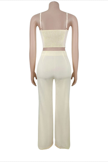 Asymmetrical Button Cami Pant Set Lavish Daily