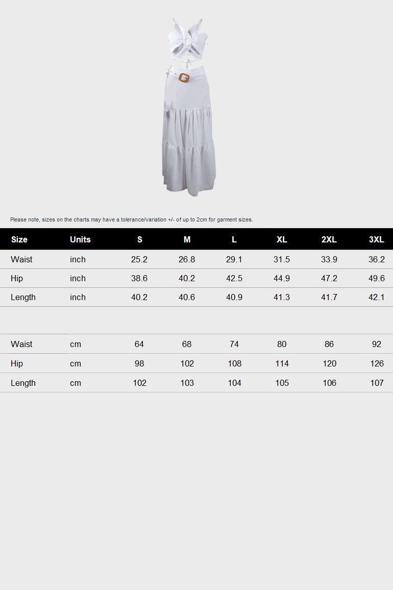 Tie-Up Tiered Maxi Skirt Set Lavish Daily