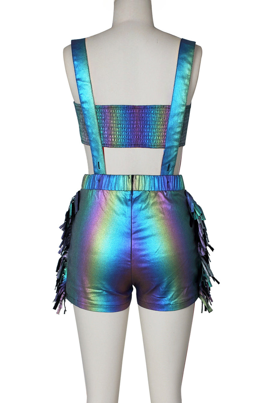 Fringed Crop Top And Shorts Set Lavish Daily