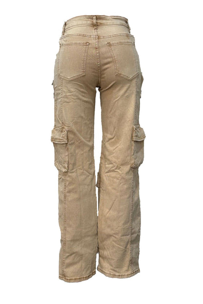 Rhinestone Cutout Wide Leg Cargo Pants LavishDaily