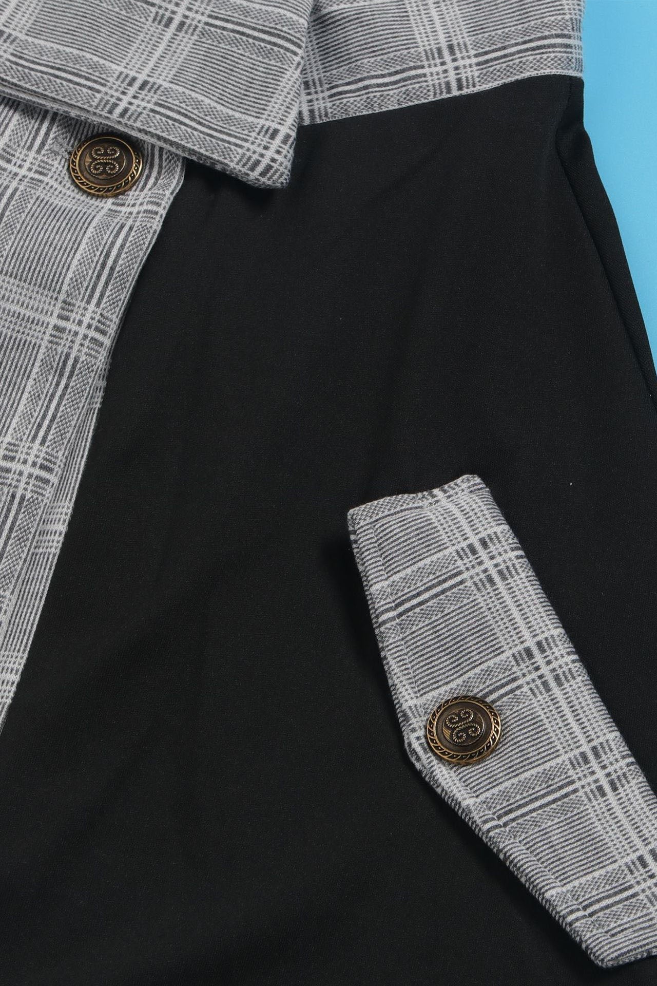 Mock-Neck Tee & Plaid Combo Skirt Set Lavish Daily