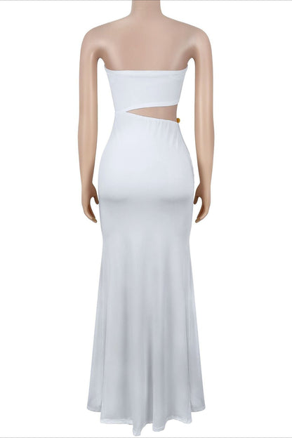Strapless Hardware Cutout Maxi Dress Lavish Daily
