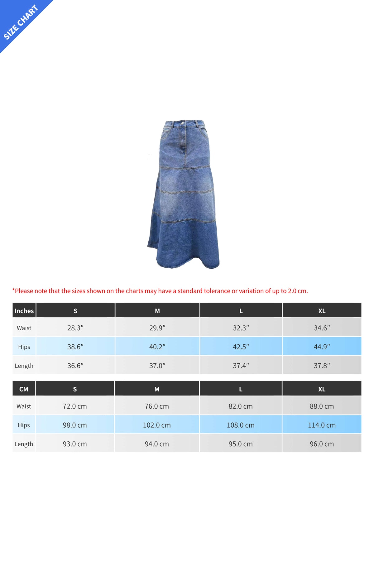 Tiered A-Line Denim Midi Skirt Lavish Daily