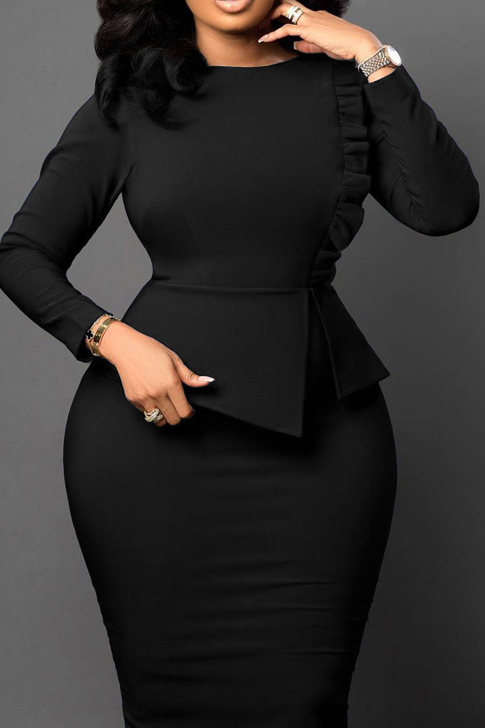Bodycon Long Sleeve Midi Pencil Dress Lavish Daily