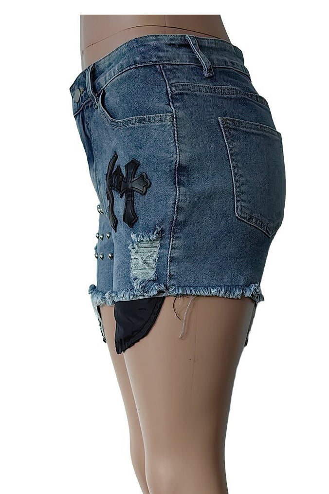 Rise Raw Hem Denim Mini Shorts Lavish Daily
