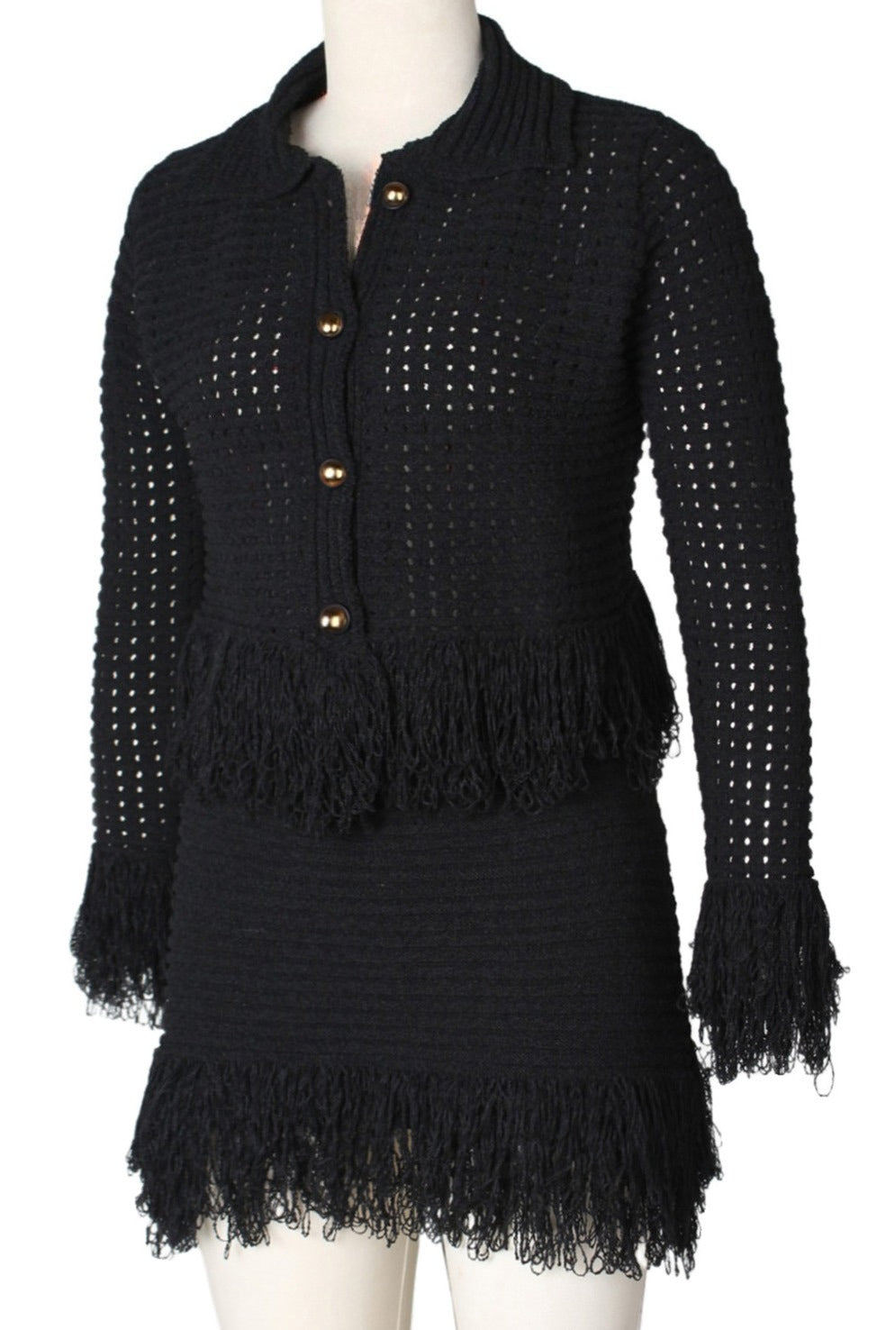 Knitted Fringe Skirt Set Lavish Daily