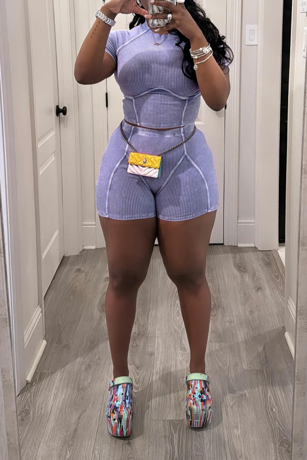 Washed Short Sleeve Top & Shorts Set Lavish Daily