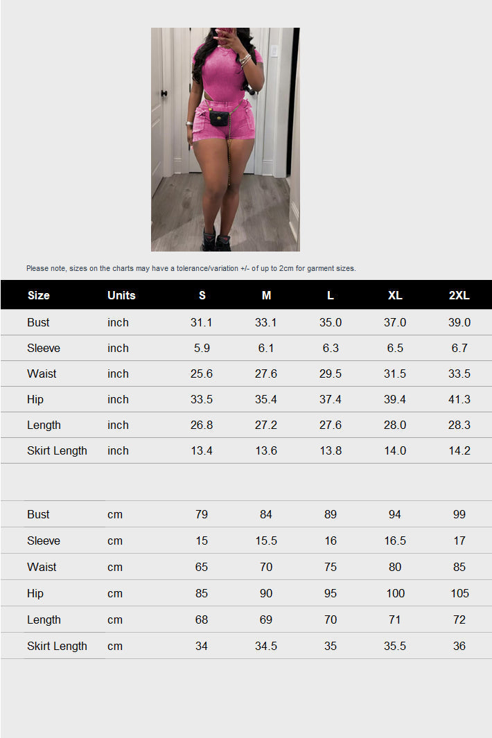 Washed Short Sleeve Pocket Cargo Shorts Set Lavish Daily