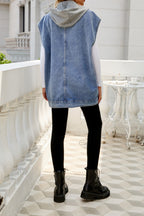 Vintage Denim Vest with Detachable Hood Lavish Daily