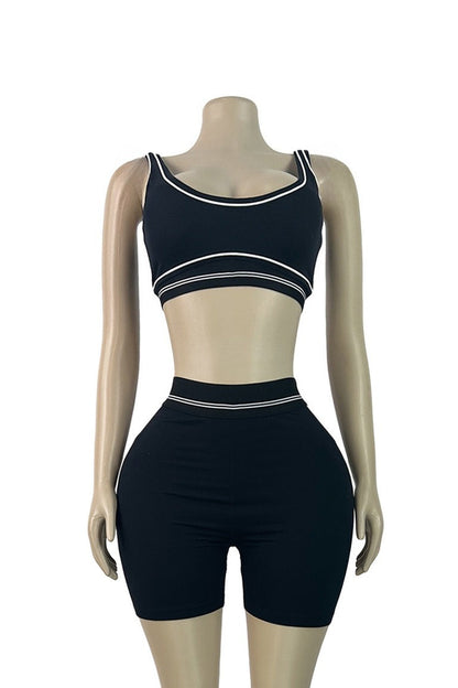 Contour Piping Biker Short Set Lavish Daily