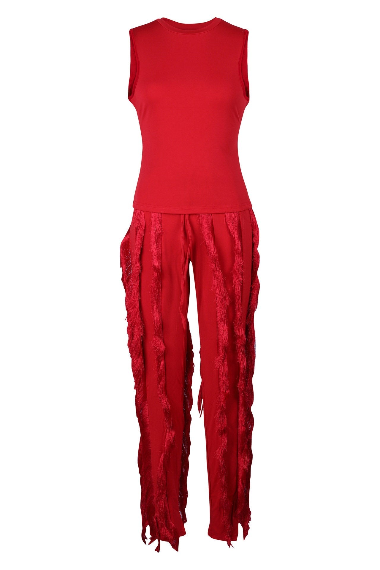 Fringe Pants Sleeveless Casual Two Piece Set Lavish Daily