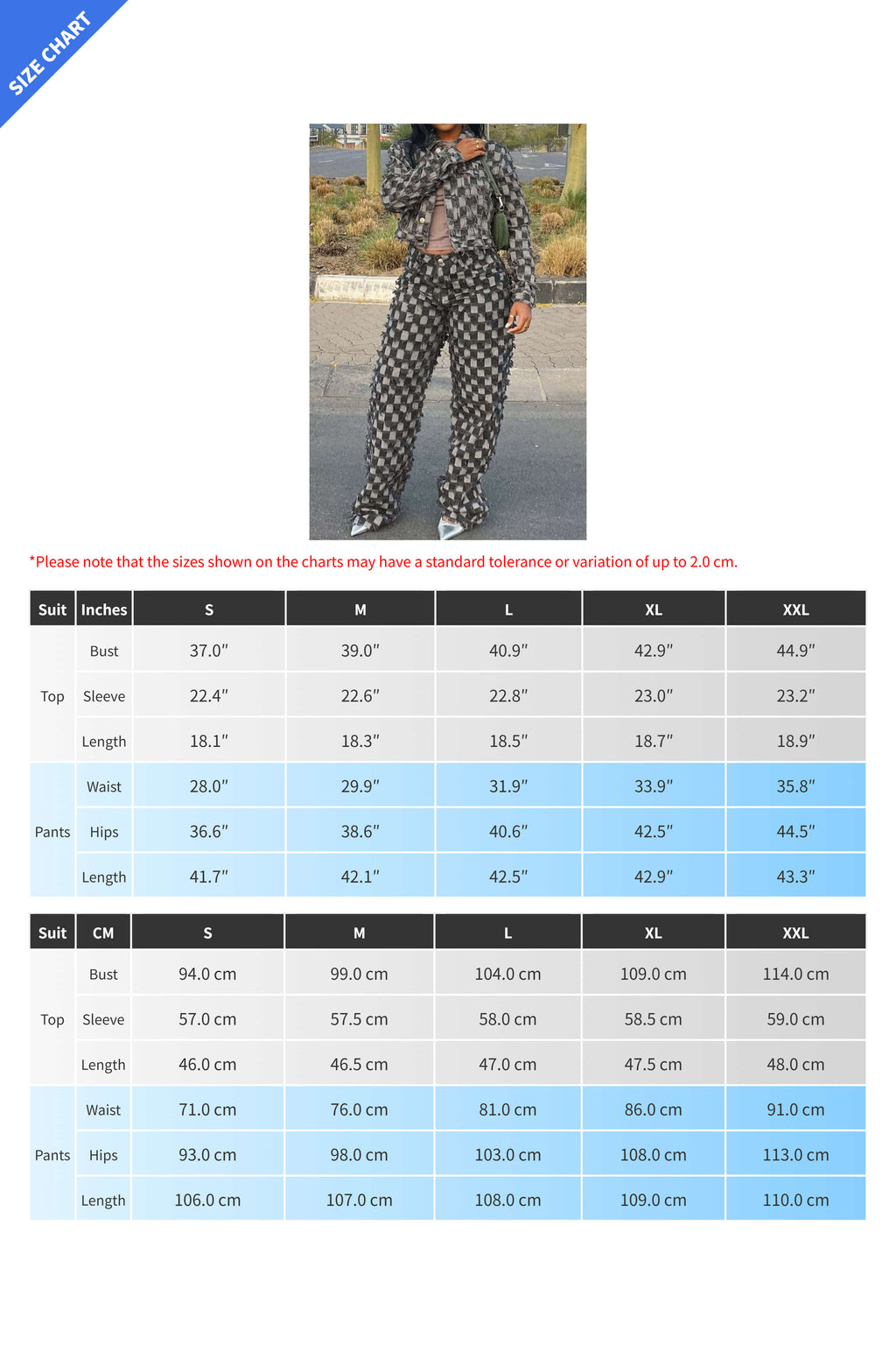 Checkered Denim Jacket & Pants Set Lavish Daily