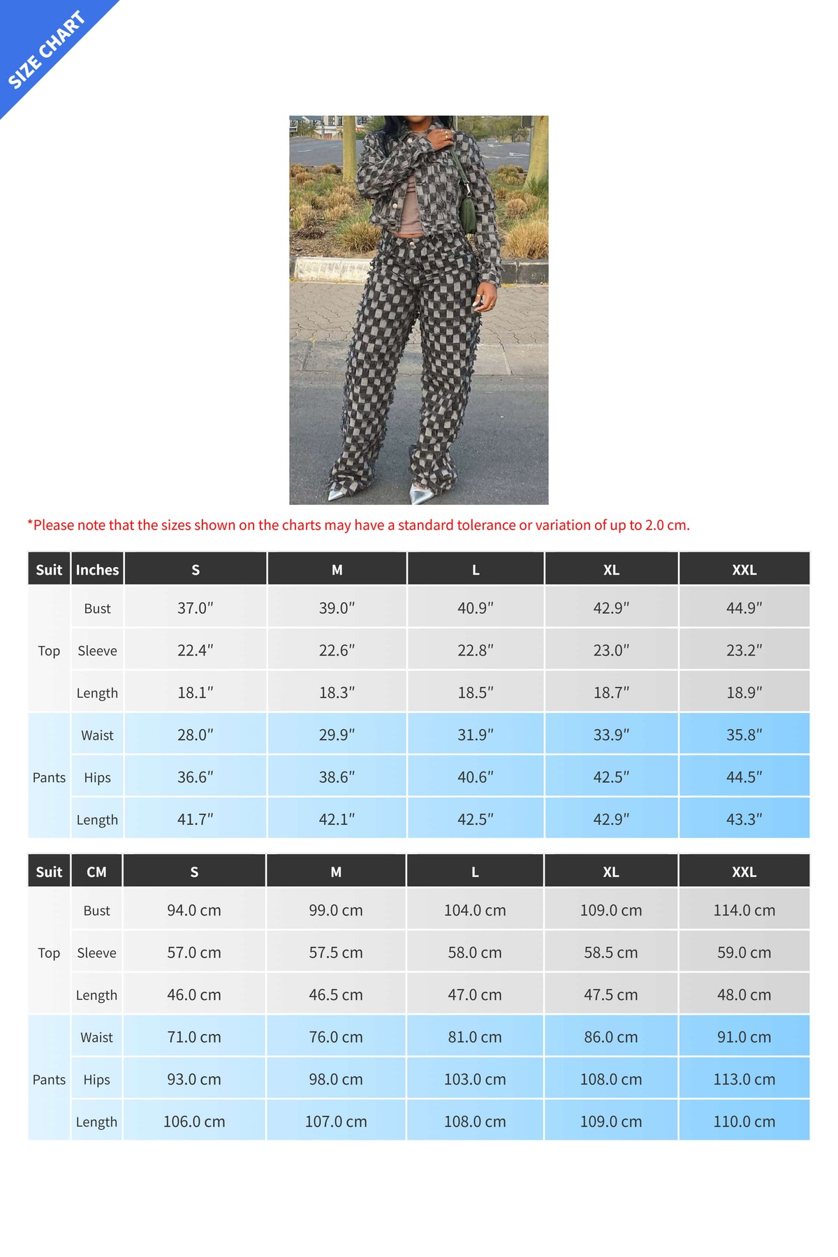 Checkered Denim Jacket & Pants Set Lavish Daily