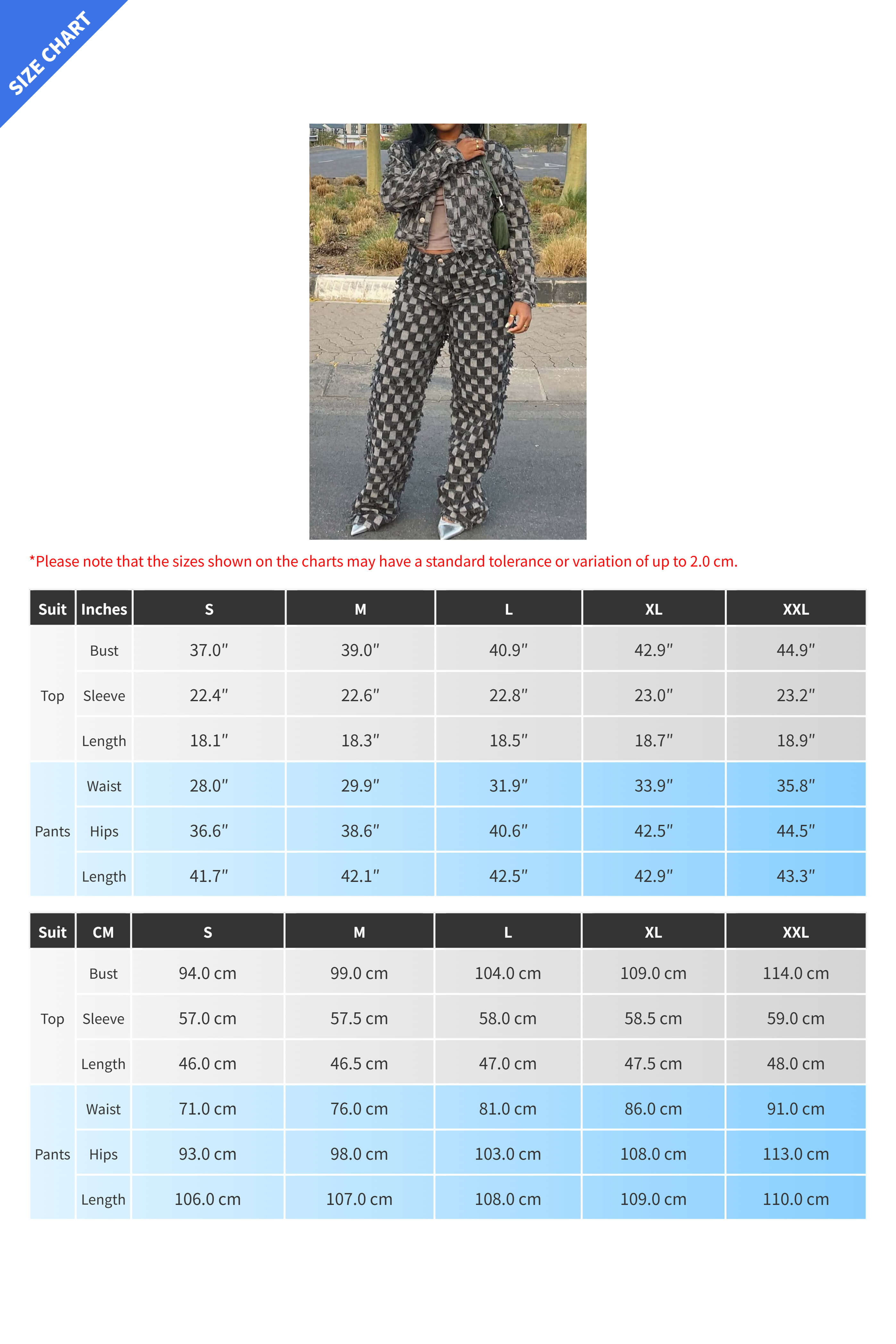 Checkered Denim Jacket & Pants Set Lavish Daily