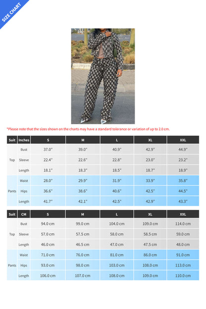 Checkered Denim Jacket & Pants Set Lavish Daily