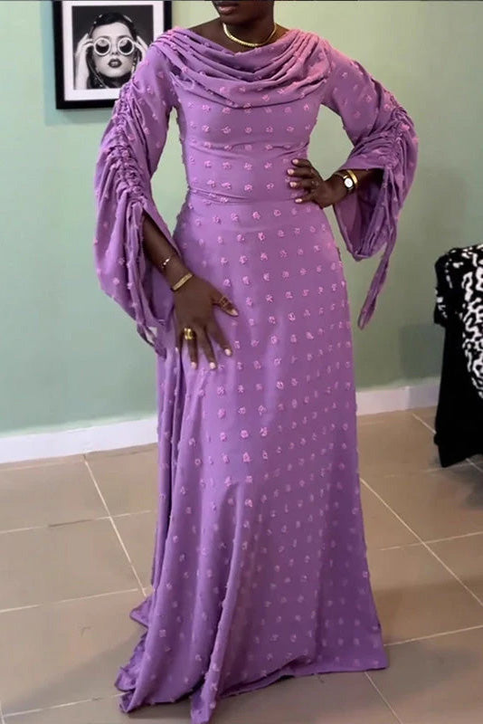 Ruched Sleeve Drawstring Dress Lavish Daily