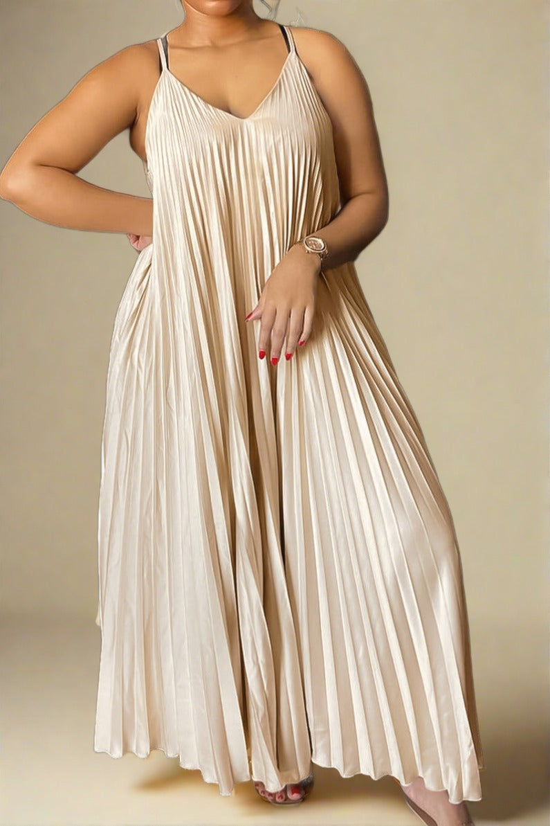 Sling Pleated Maxi Dresses Lavish Daily