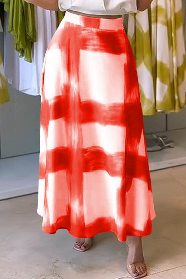 Plaid Print A-Line Long Skirt Lavish Daily