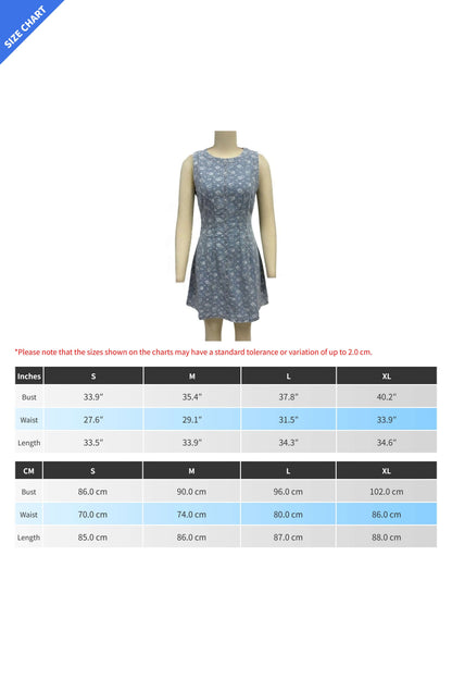Vintage Floral Denim A-Line Mini Dress LavishDaily
