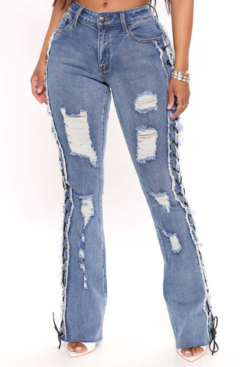 All Laced Up Mid-Rise Bootcut Jeans Lavish Daily