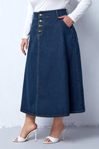 Plus Size Denim Maxi Skirt Lavish Daily
