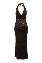 Halterneck Sequin Maxi Dress Lavish Daily