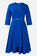 Three-Quarter Sleeve Ruched Waist Dress Lavish Daily