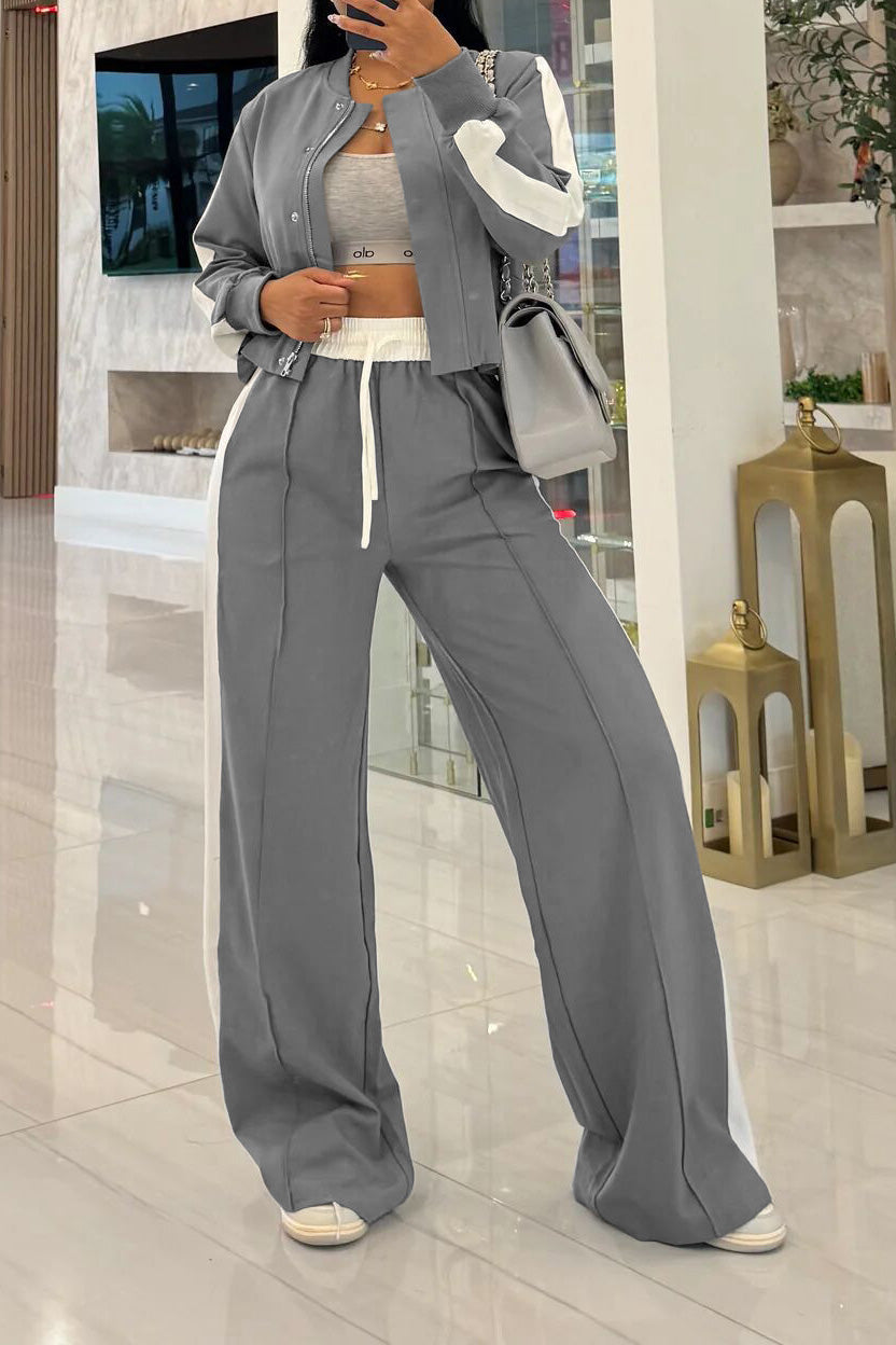 Ribbon Long Sleeve Wide Leg Loungewear Set Lavish Daily