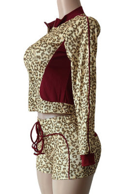 Leopard Print Long Sleeve Stretch Set Lavish Daily